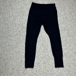 Reebok Capri Leggings Womens Size Small Black Pull On Athletic Mid Rise Crop